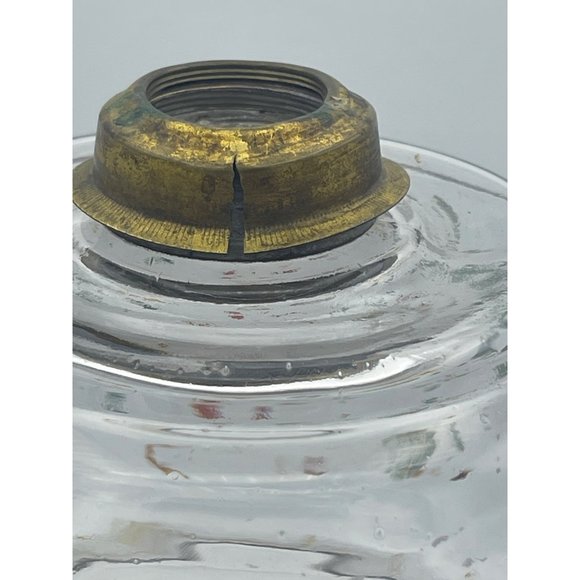 Antique Oil Stand Lamp Handpainted Floral Design Missing Regulator and Chimney - Picture 3 of 4